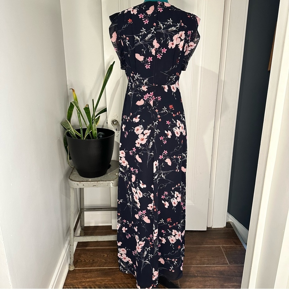 Eliza J Floral High/Low Faux Wrap Chiffon Dress size 4 - Picture 8 of 16